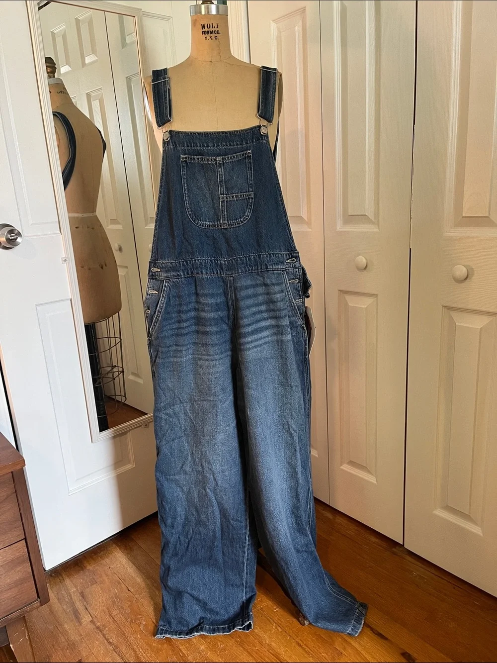 Celebrity Pink Dark Wash Denim Overalls
